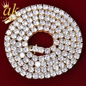 Aokaishen Tennis Chain Men Necklace Real Gold Plated Hip Hop Rock Street Jewelry Iced Out Charms Free Shipping Items Christmas