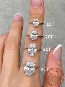 925 Sterling Silve Gorgeous Shiny 1-8CT Zircon Oval Stone Ring For Women Engagement Wedding Luxury High Quality Fine Jewelry