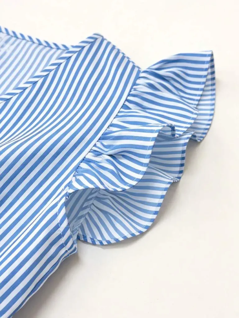 Women's Blue & White Stripe V-Neck Maxi Dress Boho A-Line Casual Fashion Leaf-Edge Summer Beach Vacation Holiday Striped Dress 5