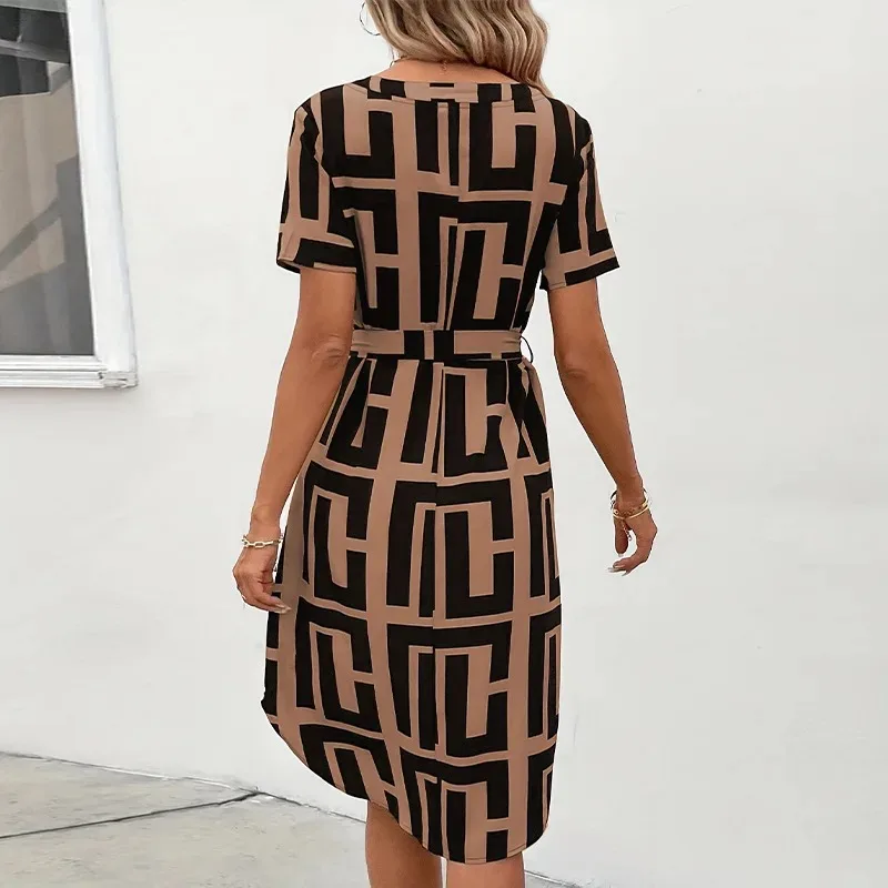 Casual Loose Printed Short Dresses for Women 2025 Fashion Summer Women's A-Line Midi Dress Elegant Vintage Female Dresses 2