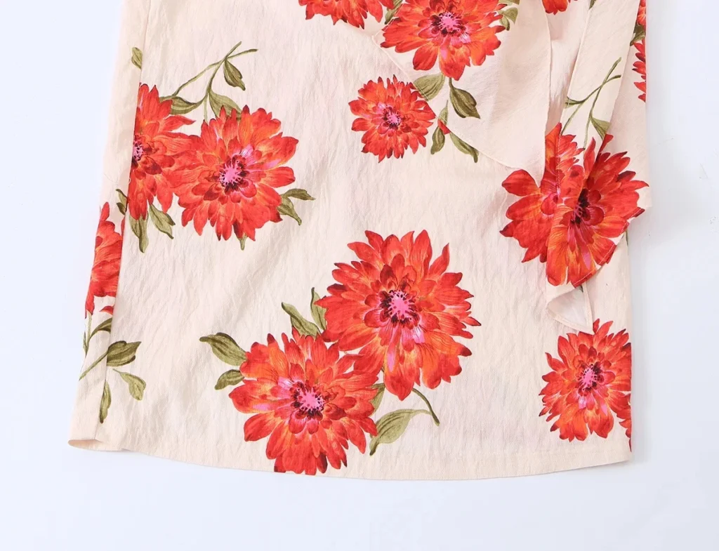 KONDALA Women Holiday Flowers-Printed Belt Dress 2026 Summer Trendy Elegant Chic Sleeveless Dress Female Festivities Midi Dress 5