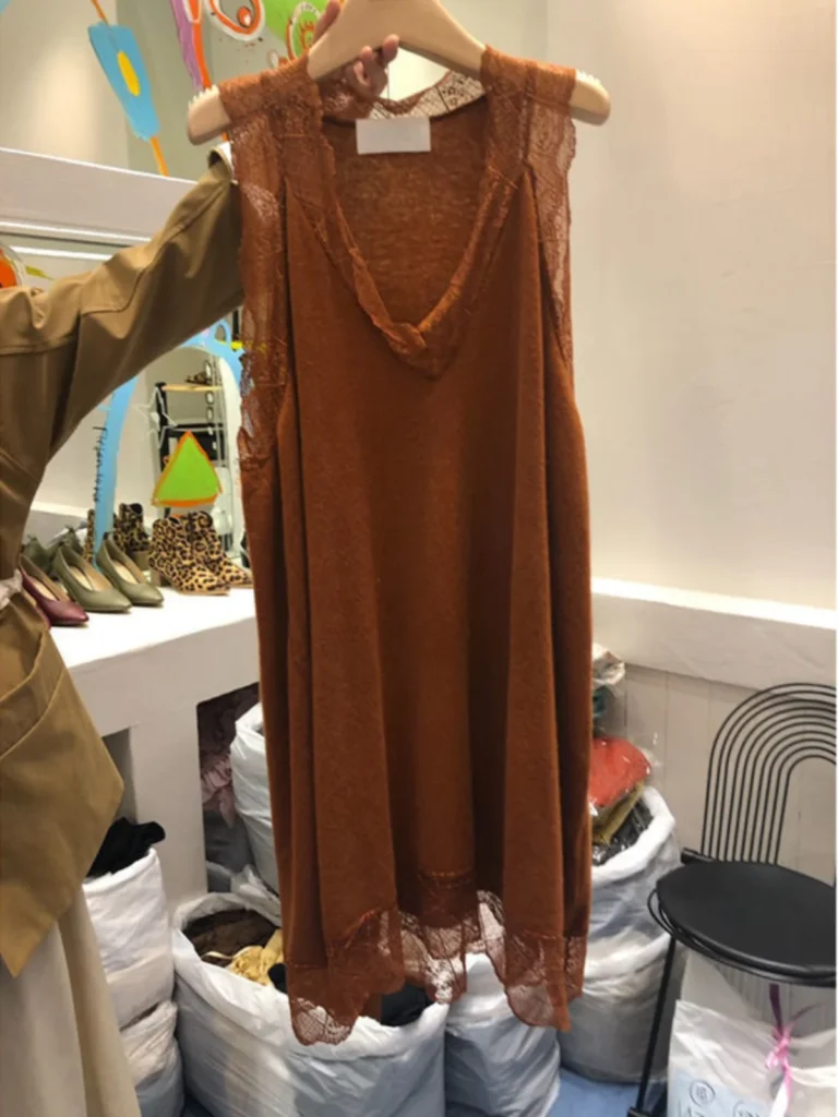 Elegant plus Size Summer Dress with Wood Grain  Sleeveless Vest Style A-Line Midi Dress for Plump Women Korean Style 4