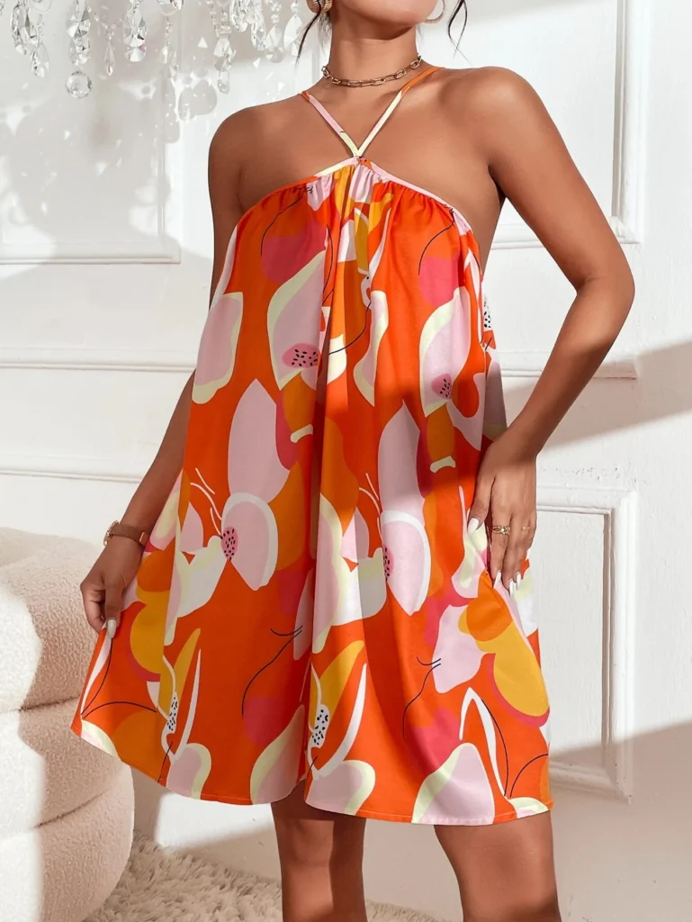 2025 Spring Summer New Cross-Border Sleeveless Strapless Mini Dress Full-Body Print Beach Vacation Style Women's Clothing 4