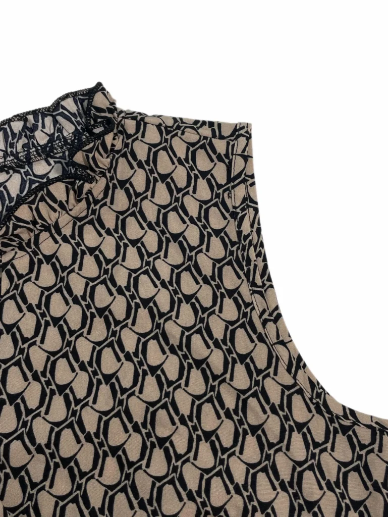 Women's Geometric Print Bow Dress, Casual Fitted Woven Dress, All-Seasons Wear, MultiLayered Cake Skirt Design, Summer 6