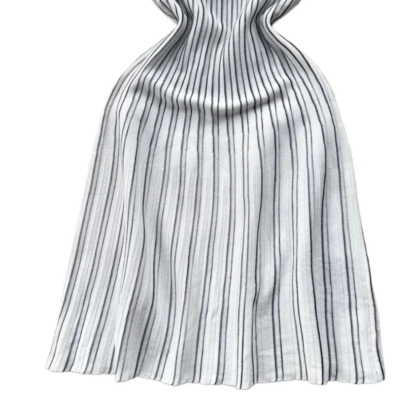 Women's Black Striped Sleeveless Crew Neck Elastic Sundress Ribbed Knit A-Line Mini Dress Casual Summer Party Vacation Dress 6