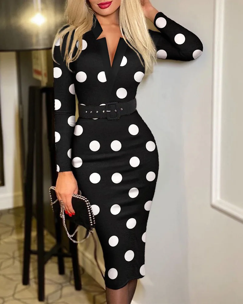 Elegant Print V Neck Dress with Belted Short Sleeve for Women Spring Summer Casual Chic Women's Clothing 4
