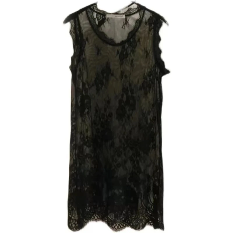 Loose Lace Me Base irt Top Thin Hollow out Long Vest Spring Summer New Korean Sle Women's Faion Casual round Ne Dr 6