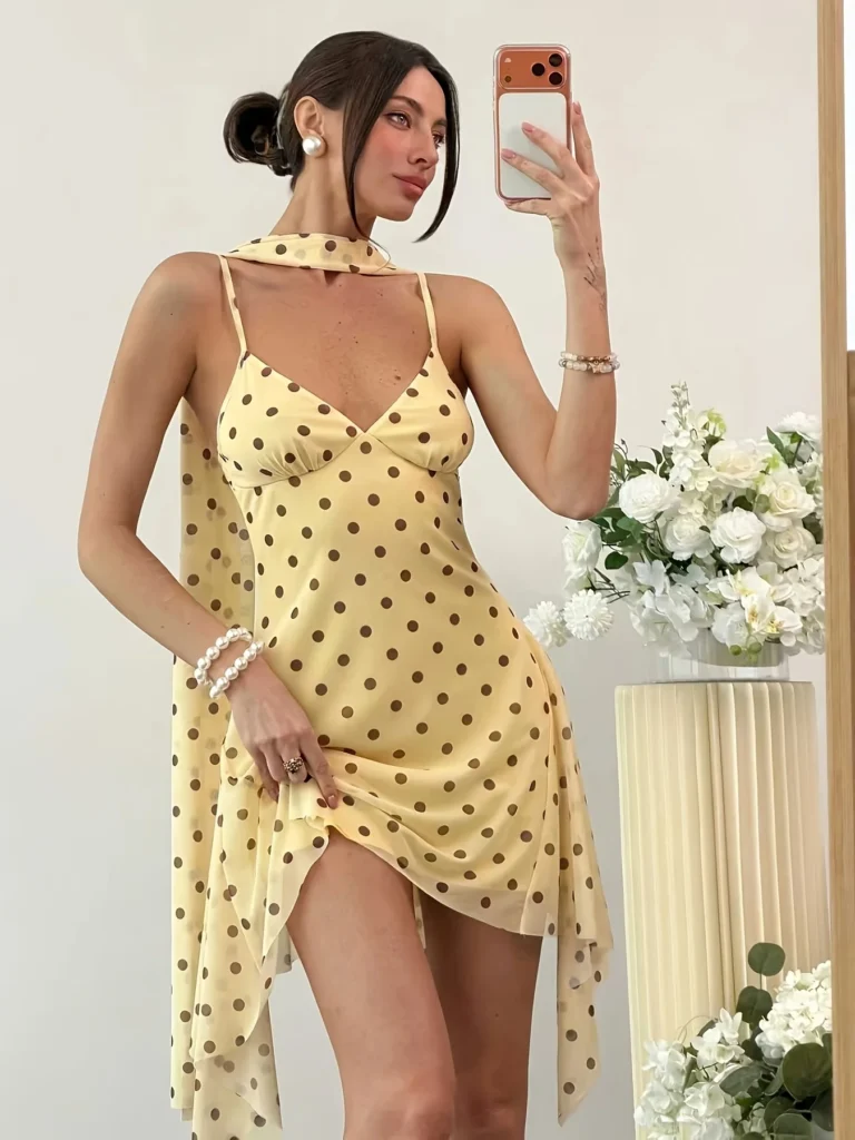 Dresses for Women New Summer Slim Sexy Spaghetti Strap Women Dress Asymmetrical Dot Dress Women Vestidos De Verano Mujer Q4886 5