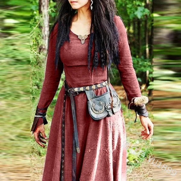 Retro Vintage Medieval Renaissance Dress Cosplay Costume Tunic Dress Viking Ranger Elven Women's Celtic Viking Halloween 5