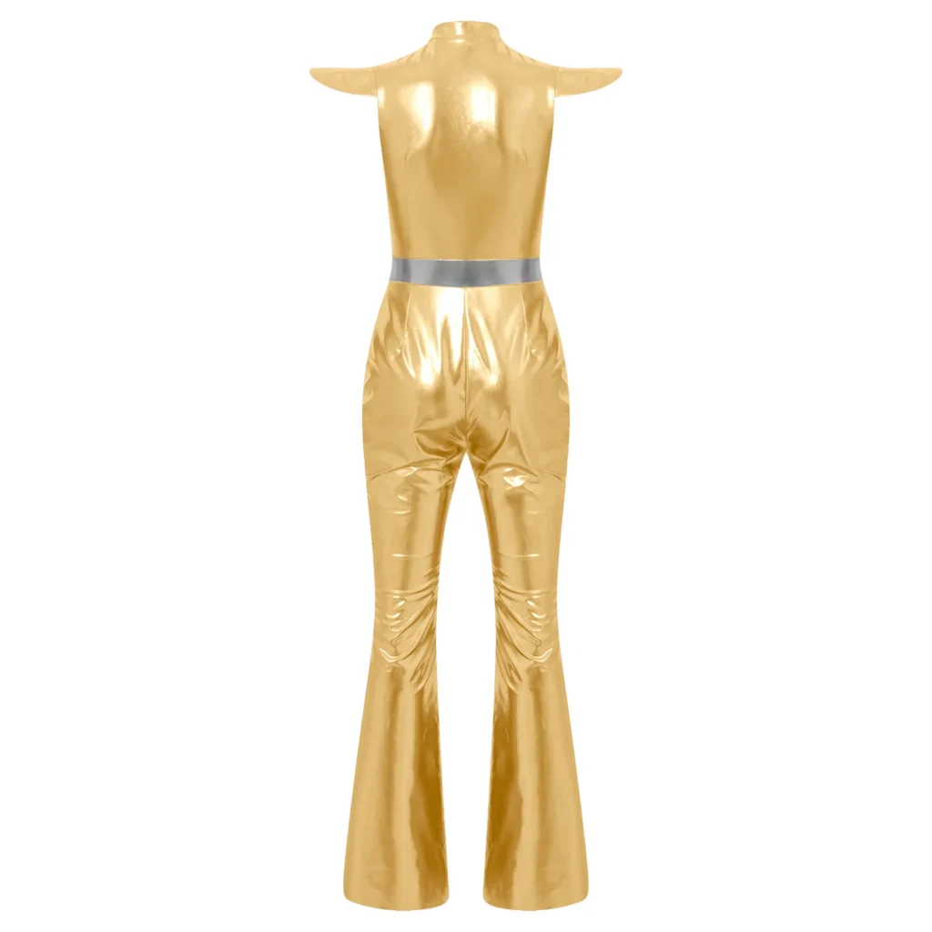 Gold Rush Metallic Flare Jumpsuit with Front Zip 5