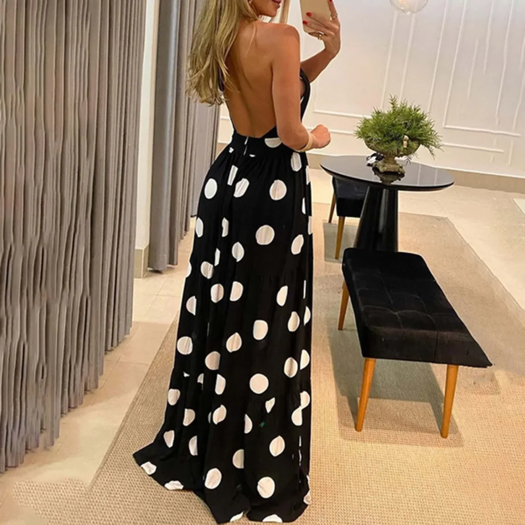 Boho Style Long Dress Beach Holiday Halter Maxi Print Slip Dress Summer Women's Dress 5
