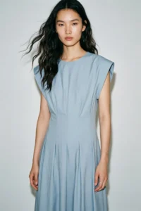 Women's Pleated Poplin 2026 New High Waist Dress Summer Casual Fashion Loose Comfortable Versatile in Assorted Colors Lady Dress