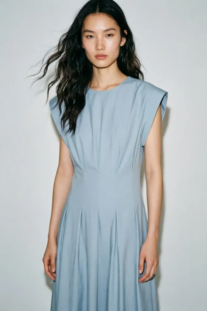 Women's Pleated Poplin 2026 New High Waist Dress Summer Casual Fashion Loose Comfortable Versatile in Assorted Colors Lady Dress 1