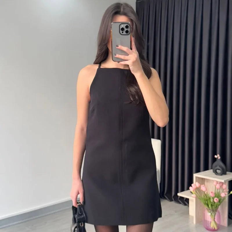 HXAO Women's Dress Summer 2025 Red Blue Black White Yellow Dress Off Shoulder Sleeveless Slip Dresses Vestidos Holiday Dress 066 3