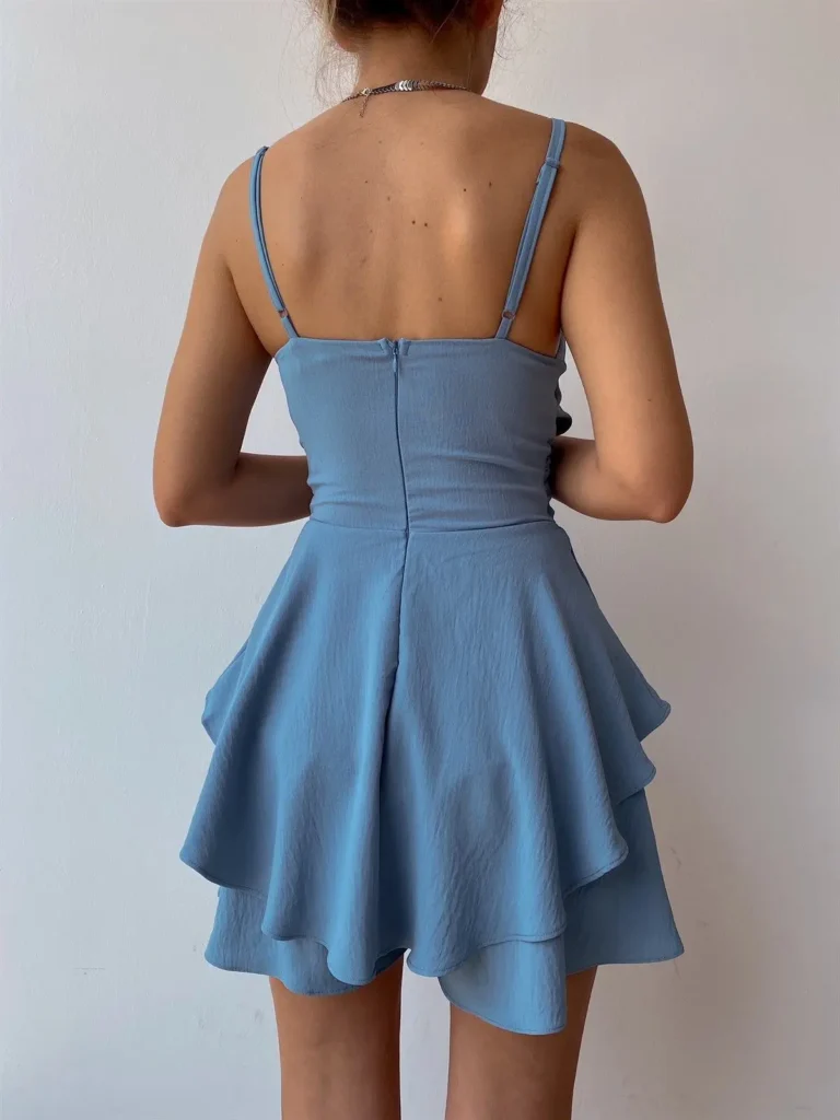 Slim Suspender Strap Sexy Dresses Y2k Solid Ruffles Rompers Summer Casual Threaded Slip Playsuits Female Elegant Clothes 5