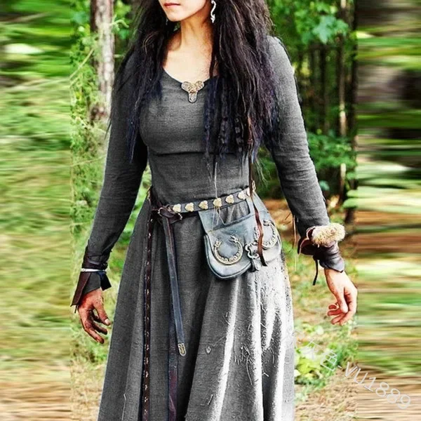 Retro Vintage Medieval Renaissance Dress Cosplay Costume Tunic Dress Viking Ranger Elven Women's Celtic Viking Halloween 3