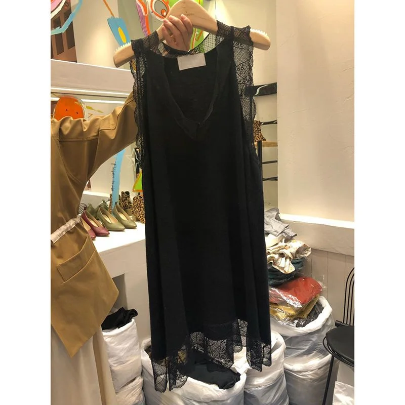 Elegant plus Size Summer Dress with Wood Grain  Sleeveless Vest Style A-Line Midi Dress for Plump Women Korean Style 6