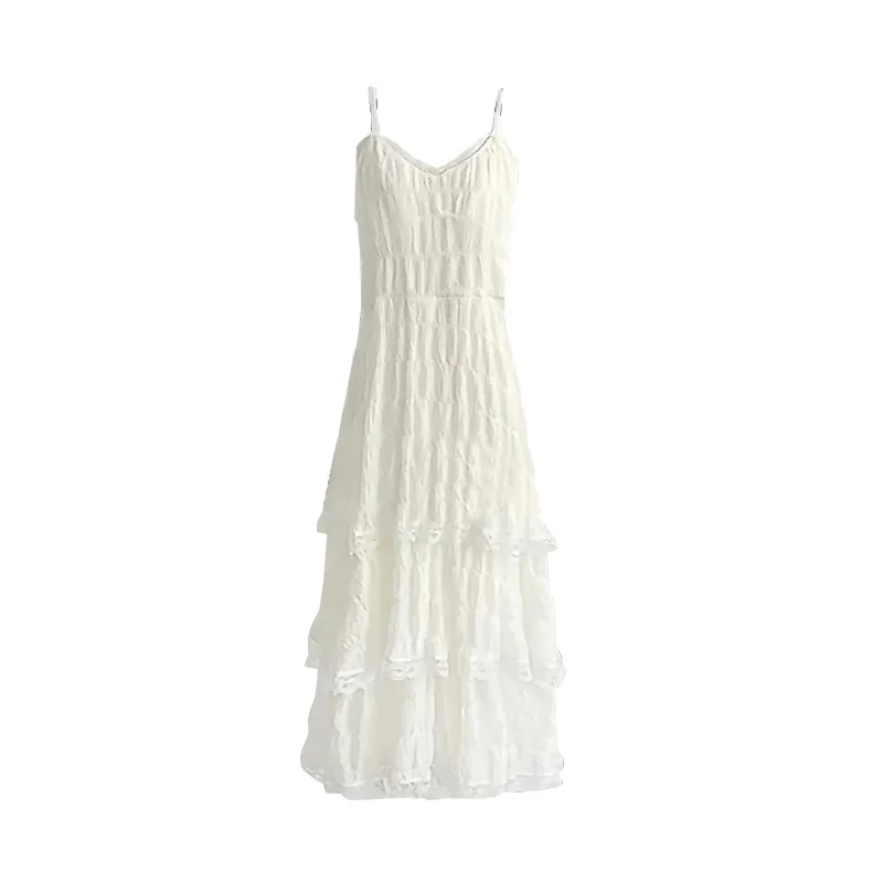 Summer Befree Long Vintage Casual Ruffles Elegant Maxi Strap Camis Silky Beach Lace Elegant Party Dress Vestidos Sexy Women 6