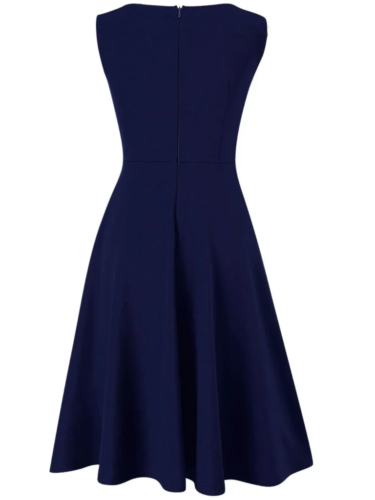 Womens Sleeveless Elegant Summer Work Office A-Line Vintage Front Zipper Business Casual Party Slim Fit And Flare Swing Dress 5