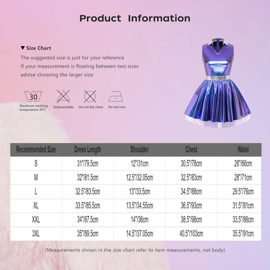 Womens Adult Metallic Shiny Disco Bar Tutu Dress Lapel V Neck Sleeveless A-line Hem with Tulle Layers Retro Pleated Mini Dress 6