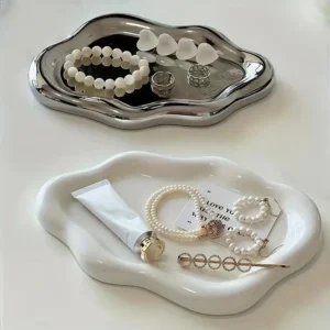 Jewelry Storage Tray Creative Cloud Shapes Plastic Trays Electroplated Jewelry Earrings Ring Display Plates Photo Props for Wome