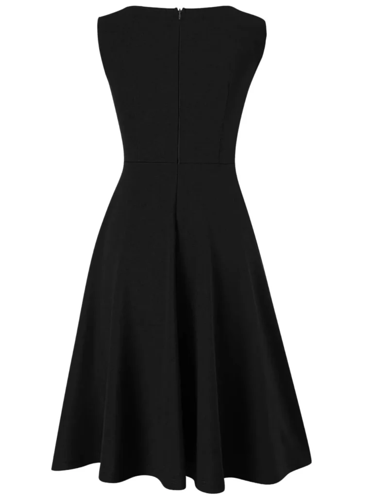 Womens Sleeveless Elegant Summer Work Office A-Line Vintage Front Zipper Business Casual Party Slim Fit And Flare Swing Dress 6