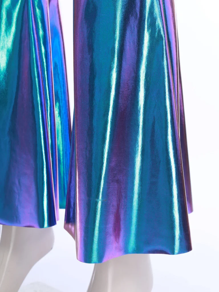 Women 70s Disco Hippie Cosplay Costume Long Sleeve Metallic Shiny Bell-bottom Jumpsuit Clubwear for Halloween Carnival Party 5