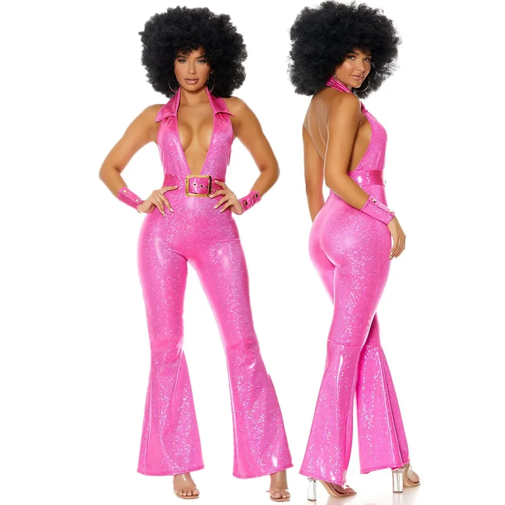 Sexy Retro 70s Disco Performance Costumes Dance Hip-hop Stage Costumes for Adult Women Cosplay Halloween 1