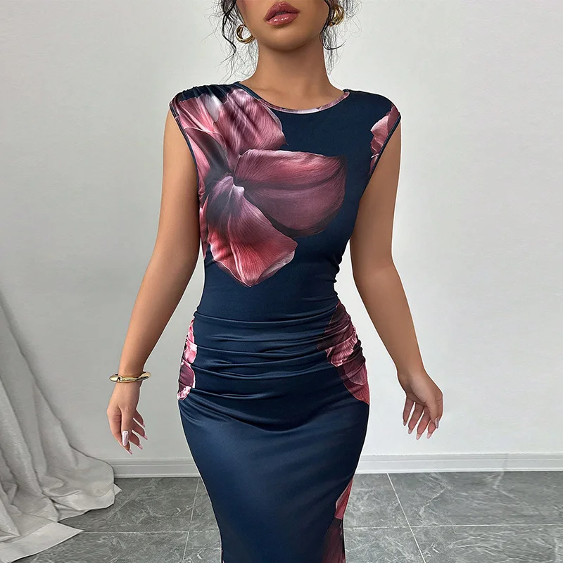 Sexy Bodycon Maxi Dresses For Women 2025 Summer Fashion Sleeveless O-neck Slim Long Party Dress Elegant Vestidos 3