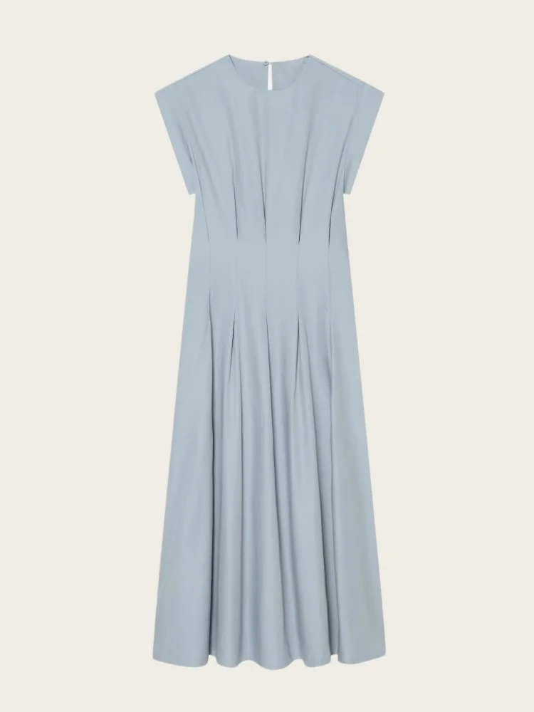 Women's Pleated Poplin 2026 New High Waist Dress Summer Casual Fashion Loose Comfortable Versatile in Assorted Colors Lady Dress 2