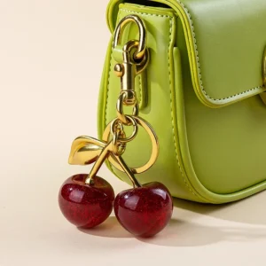 Fashion Women Decorative Keychain Red Cherry Pendant Charm Multipurpose Handbag Car Key Ornament Present