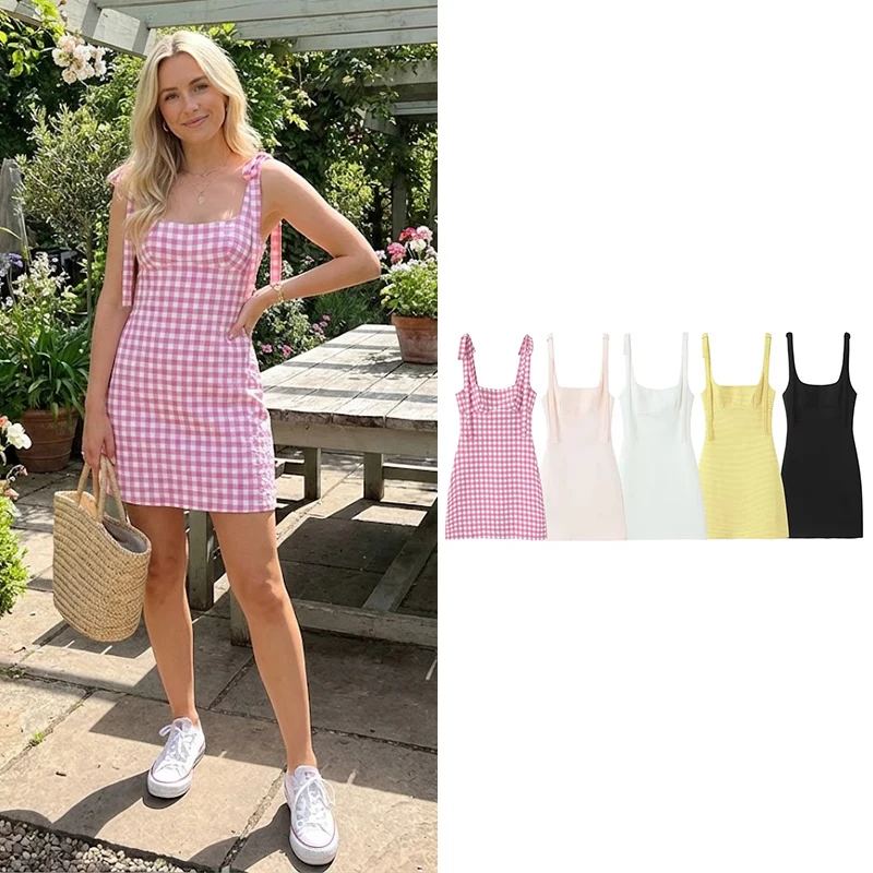 Willshela Women Fashion Solid Lace Up Backless Zipper Mini Dress Vintage Straps Square Collar Female Chic Lady Dresses 1