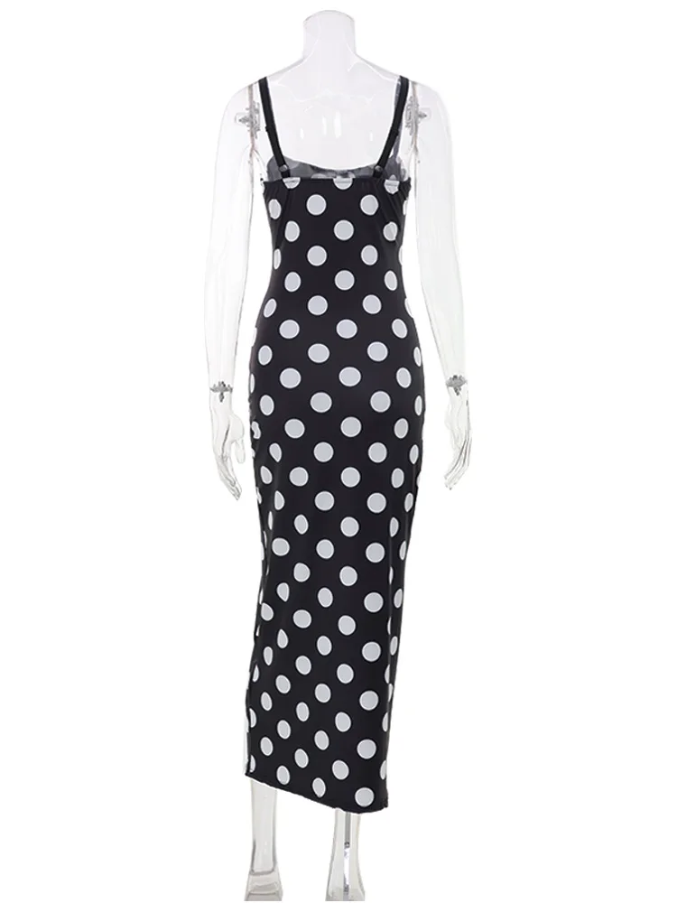Dot Print Women Dresses Sexy Clubwears Camisoles Streetwears Fashion Casual Hip Wrap Holiday Vestidos Female Sheath Outfits 6