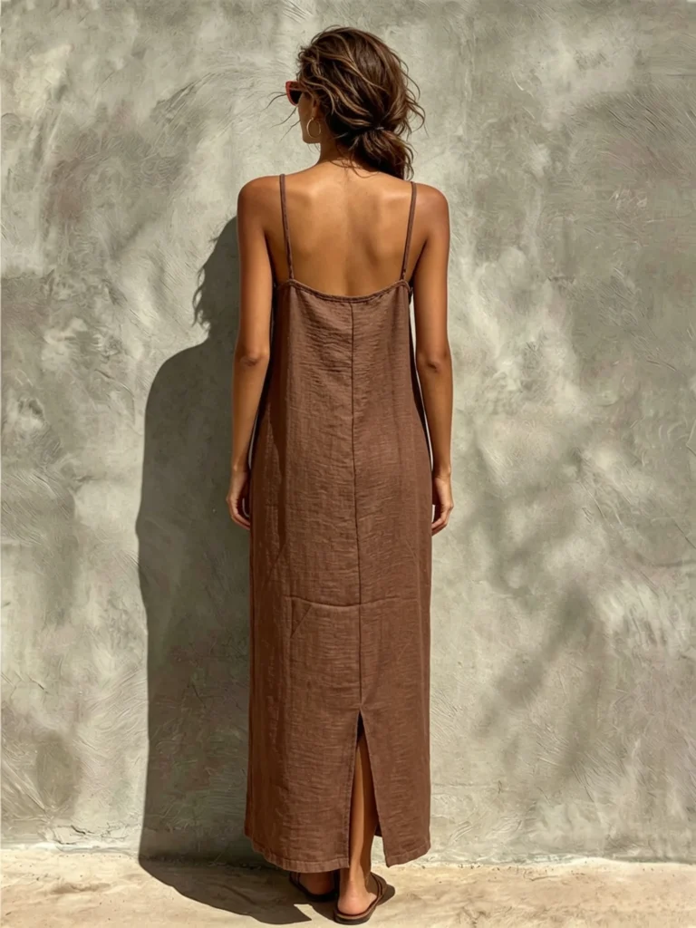 2026 Summer New Women Solid Color Spaghetti Strap Dress Loose Casual Comfortable Sundress 2