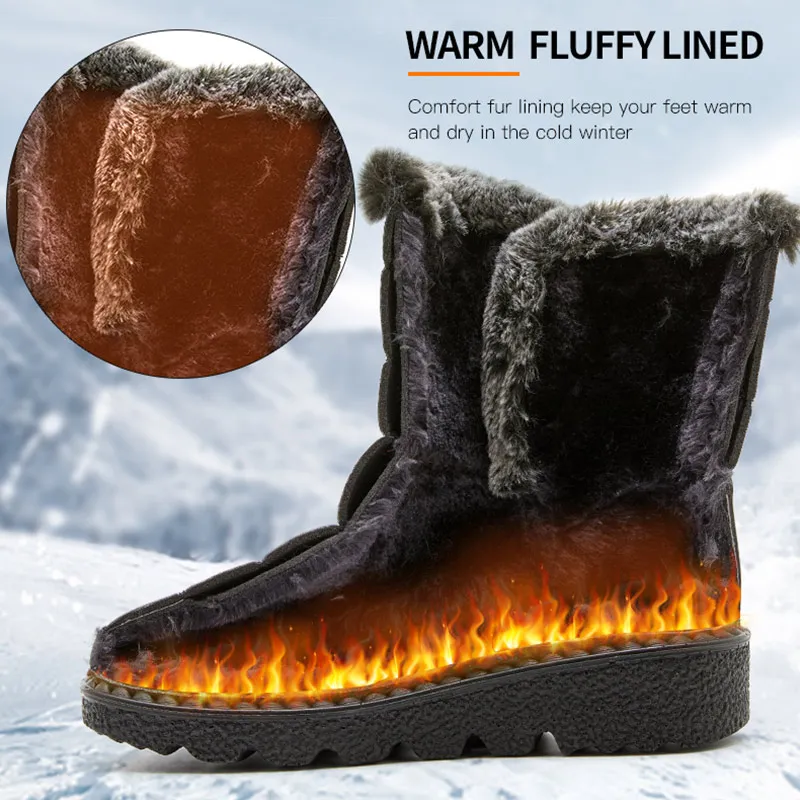 Women's Boots 2025 Trend Winter Shoes For Woman Winter Boots Ankle Low Heels Botas Mujer Waterproof Snow Boots With Fur Shoes 3