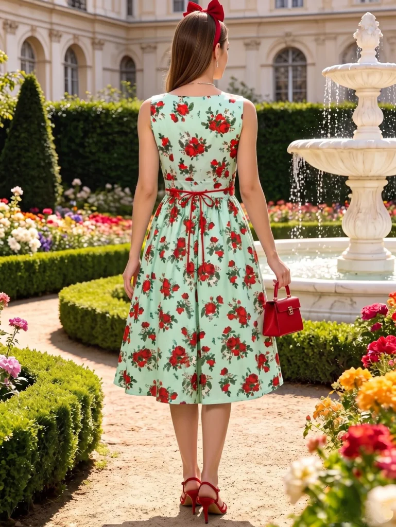 Women's Sleeveless V Neck Floral Print Midi Dress Wrap Design A Line Swing Dress Fashion Casual Ladies Daily Outfit 2