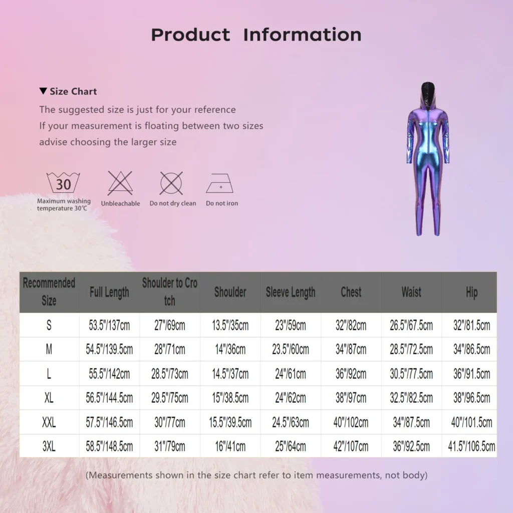 Womens Long Sleeve Front Zipper Leggings Tights Catsuit Jumpsuit Shiny Hooded Full Body Bodysuit Club Rave Stage Show Costume 6