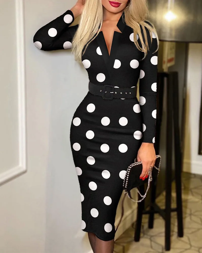 Elegant Print V Neck Dress with Belted Short Sleeve for Women Spring Summer Casual Chic Women's Clothing 5