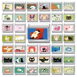 Y2K Cute Funny Sofa Cats Dogs Italian Charm Fit 9mm Stainless Steel Women DIY Bracelet Drop Shipping Fashion Jewelry Wholesale
