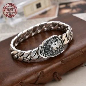 Factory Price S925 sterling silver bracelet domineering lion tank bracelet splendid trendy vintage Jewelry Exquisite Gift