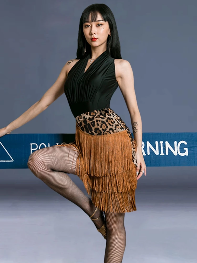 Adult Women's Latin Dance Practice Costume Skirt ter Ne Svel High Waist A-Line Long Dr Irregular Square Dance A... 2
