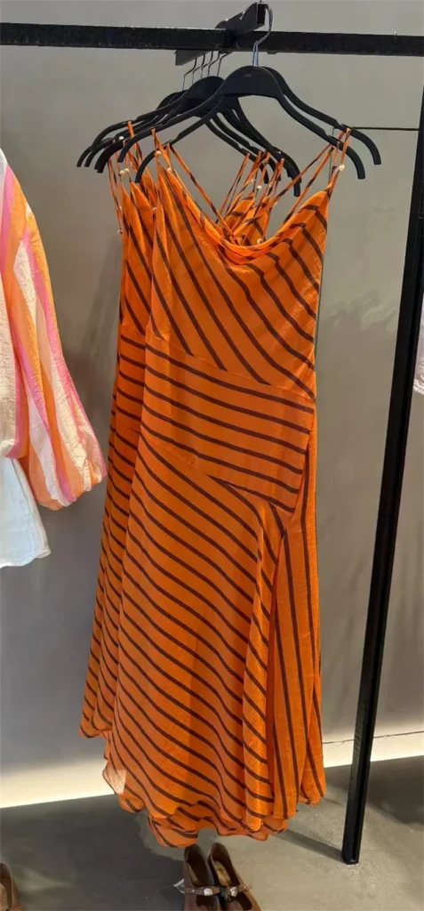 2026 Summer New Women's Dress Arrival Orange Striped Spaghetti Strap Sexy Maxi Dress Beach Vacation Casual Fashion Relaxed 6