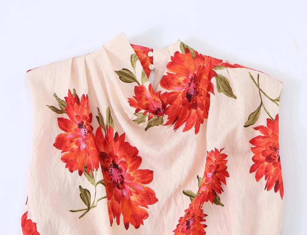 KONDALA Women Holiday Flowers-Printed Belt Dress 2026 Summer Trendy Elegant Chic Sleeveless Dress Female Festivities Midi Dress 4