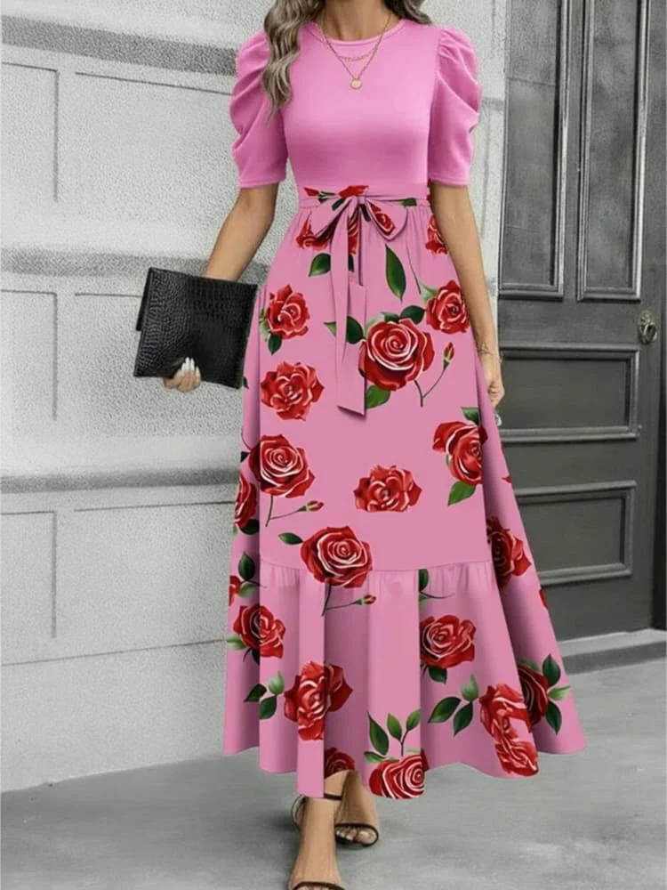 Autumn Winter Women Puff Sleeve Maxi Dress A Line Swing Long Dress For Holiday Dating Daily Occasion Wear 1