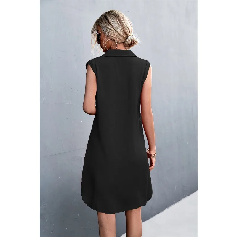 2025 Summer New Women's Dresses V-neck Button Sleeveless Vest Cotton Linen Ladies Clothes Y2K 4