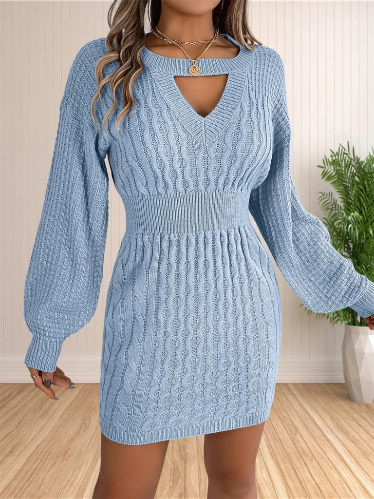 Fall Womens Sweaters Bodycon Sweater Dress 2024 Long Sleeve Midi Knit Dresses Pullover Sweater Dress 4