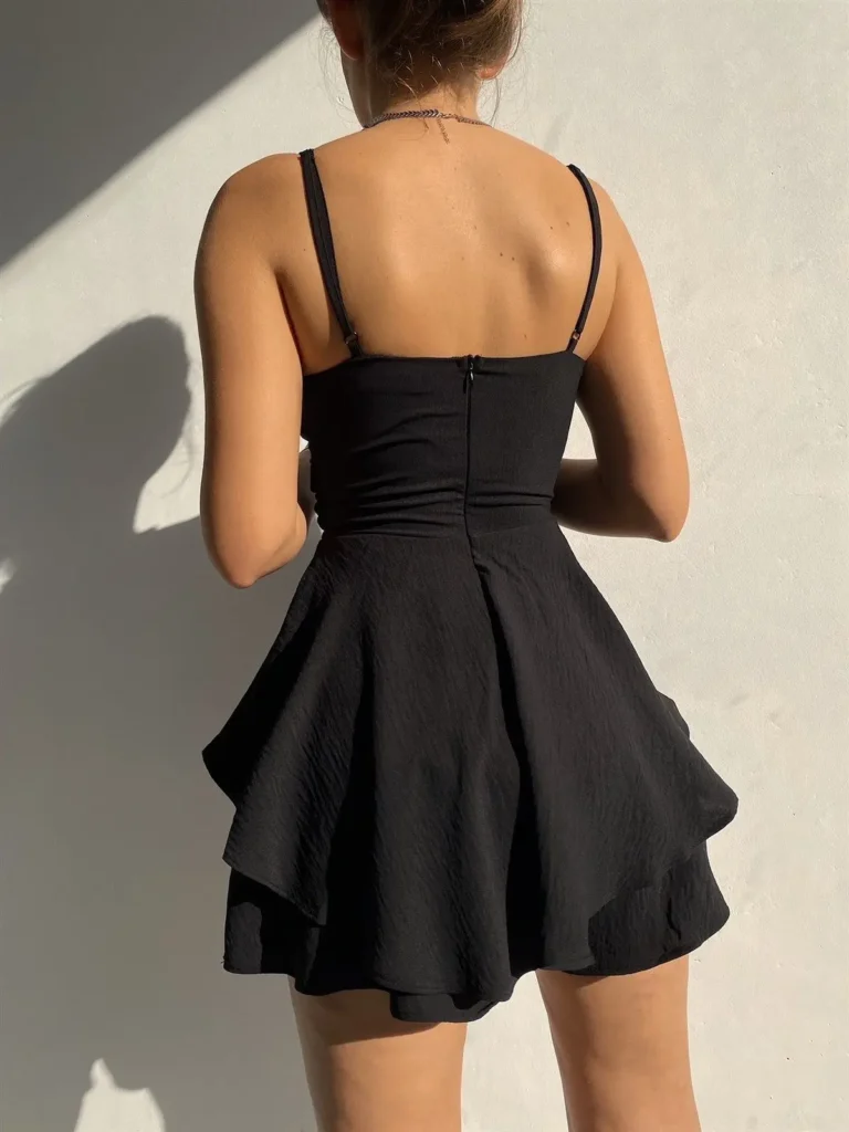 Slim Suspender Strap Sexy Dresses Y2k Solid Ruffles Rompers Summer Casual Threaded Slip Playsuits Female Elegant Clothes 6
