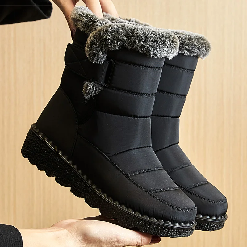 Women's Boots 2025 Trend Winter Shoes For Woman Winter Boots Ankle Low Heels Botas Mujer Waterproof Snow Boots With Fur Shoes 2