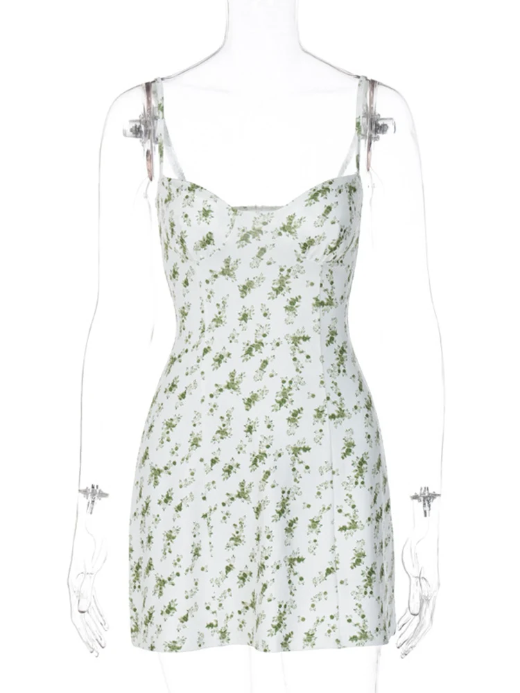 Ahagaga Fashion Sexy Flower Printed Women Short Dresses Streetwear Regular Casual Strapless Sleeveless Slim Sheath Vestidos Robe 6