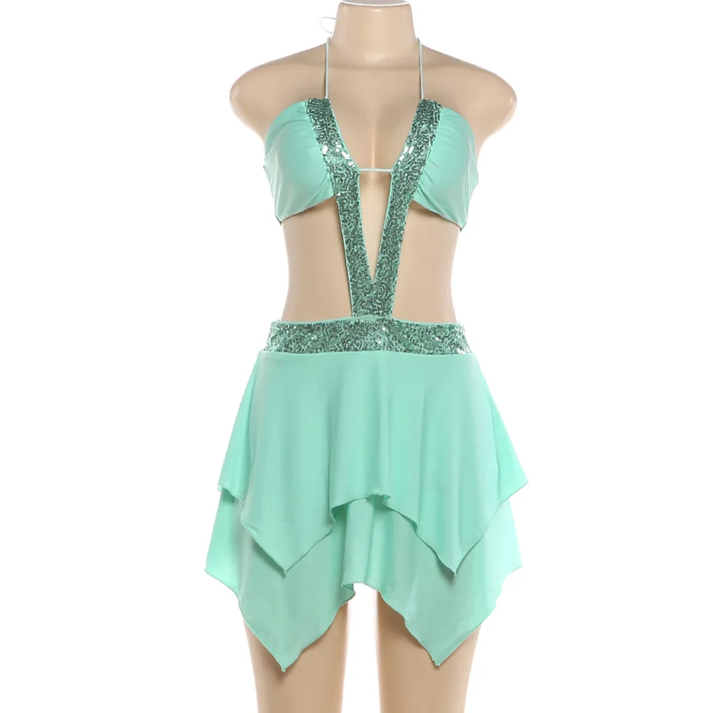 Summer fashion new European and American beach spice girl style dress leisure holiday deep V-neck backless waist sexy skirt. 5